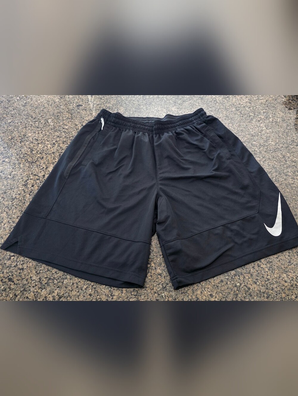 Nike Dri-FIT Basketball Shorts Men's Black Big Swoosh Logo Gym Athletic SZ XXL